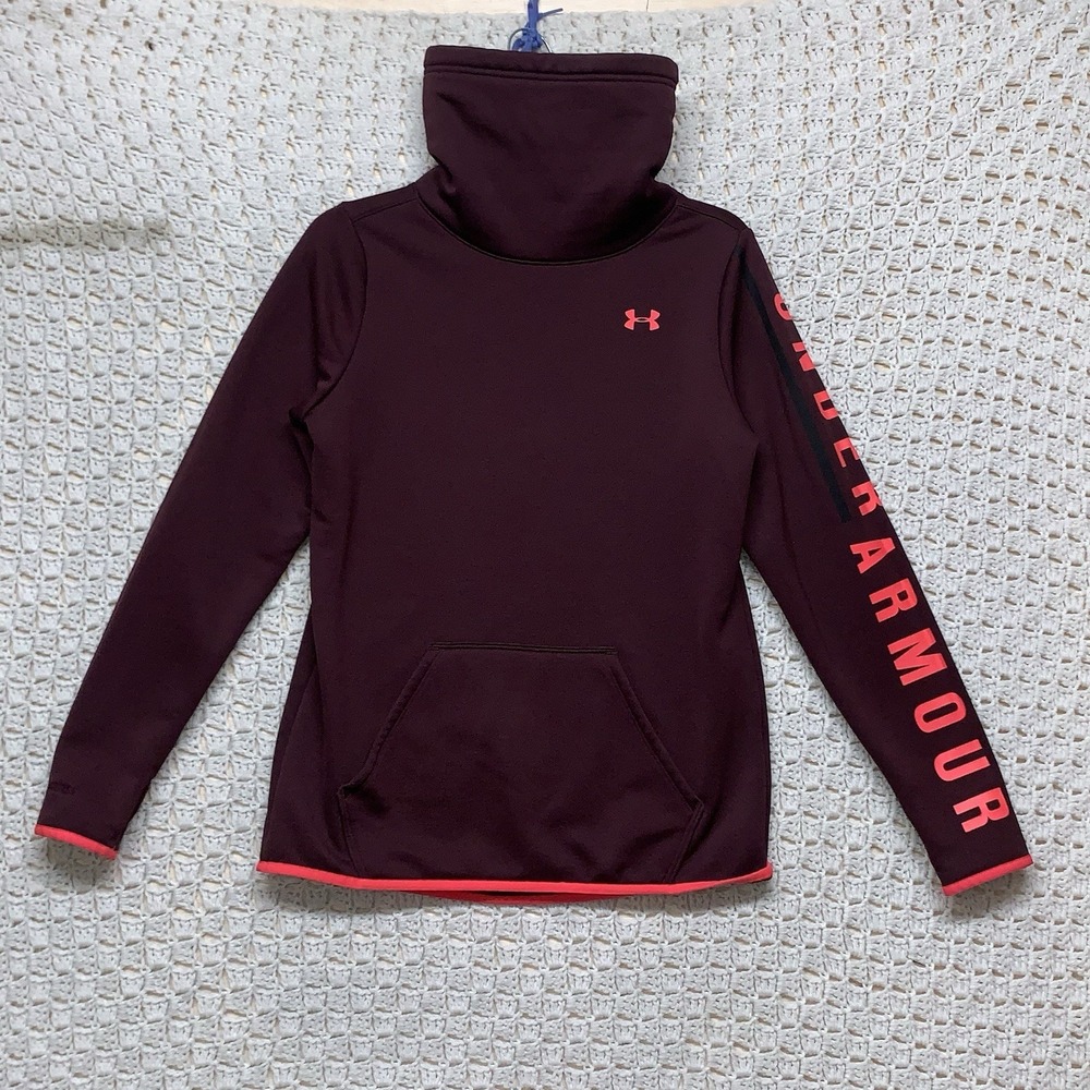 Under Armour Cold Gear Funnel Neck Sweatshirt‎ Burgundy Women Size SM Polyester